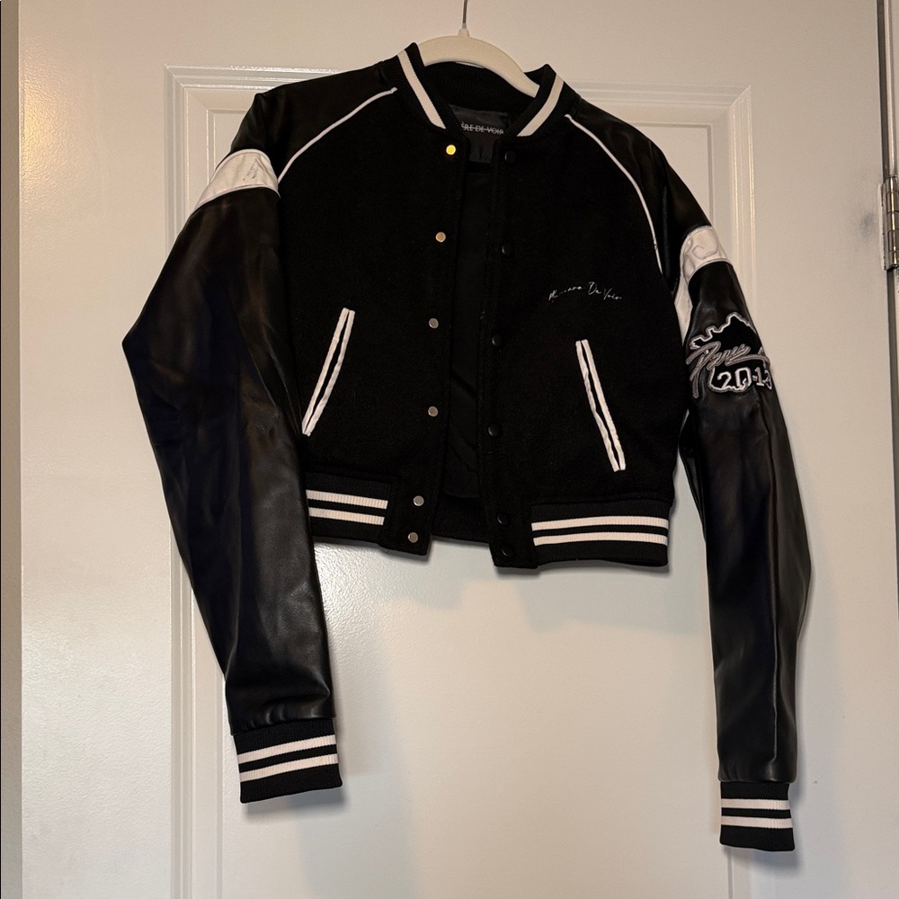 Maniere De Voir Black and White Varsity Jacket